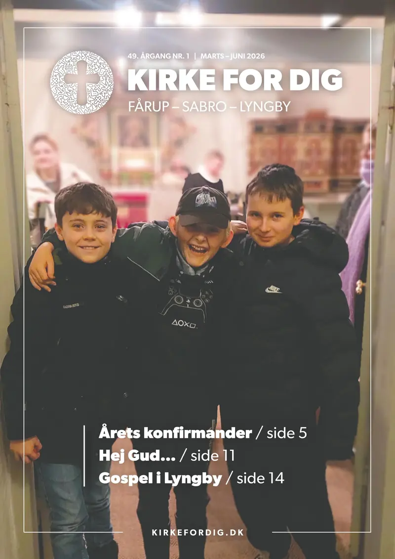Forside af Sabro Fårup Lyngby kirkeblad marts-juni 2026