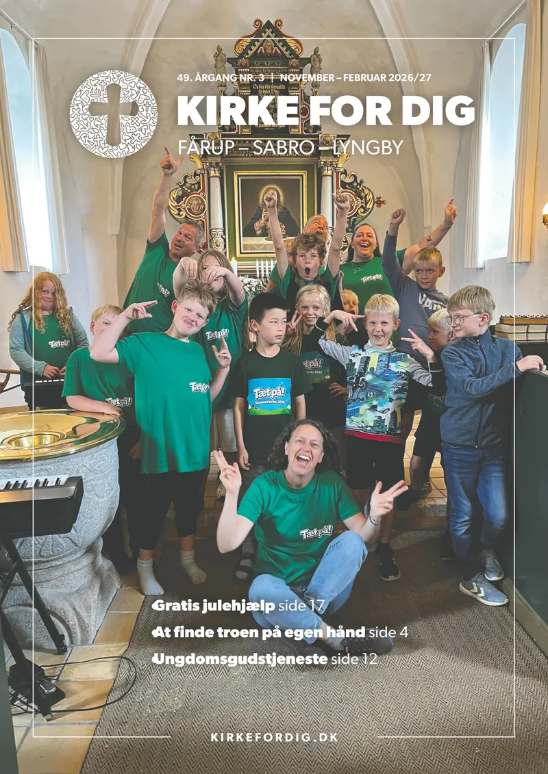 Forside af Sabro Fårup Lyngby kirkeblad november-februar 2026/27