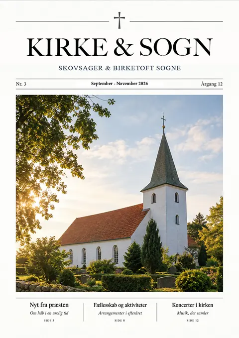 Eksempel p&aring; klassisk kirkeblad med kirken p&aring; forsiden